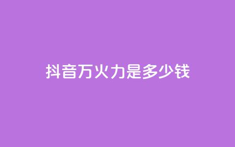 抖音4万火力是多少钱 - 抖音4万火力价格解析! 第1张 抖音4万火力是多少钱 - 抖音4万火力价格解析! 第1张