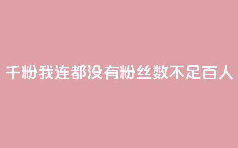 1千粉我连100都没有(粉丝数不足百人) 第1张 1千粉我连100都没有(粉丝数不足百人) 第1张