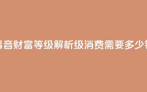抖音财富等级解析:24级消费需要多少钱 第1张 抖音财富等级解析:24级消费需要多少钱 第1张
