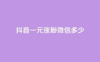 抖音一元涨粉1000微信多少 - 抖音一元涨粉1000，微信粉丝量将增加多少？!