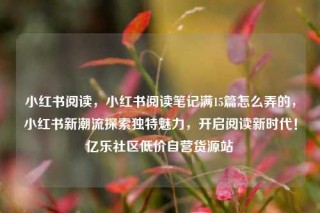 小红书阅读，小红书阅读笔记满15篇怎么弄的，小红书新潮流探索独特魅力，开启阅读新时代！亿乐社区低价自营货源站