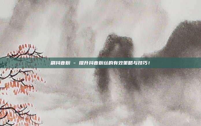 刷抖音粉 - 提升抖音粉丝的有效策略与技巧！  第1张