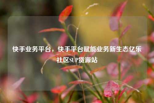 快手业务平台，快手平台赋能业务新生态亿乐社区SUP货源站  第1张