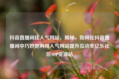 抖音直播间挂人气网站，揭秘	，如何在抖音直播间中巧妙地利用人气网站提升互动率亿乐社区SUP货源站  第1张