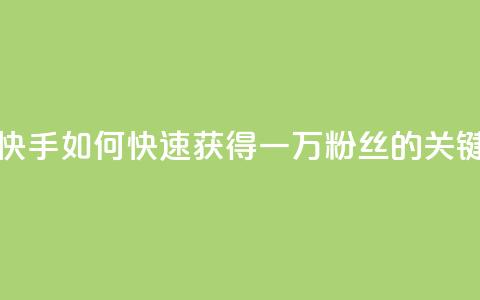 快手一万粉 - 快手：如何快速获得一万粉丝的关键方法~  第1张
