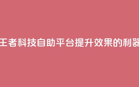 王者科技自助平台:提升SEO效果的利器 第1张 王者科技自助平台:提升SEO效果的利器 第1张