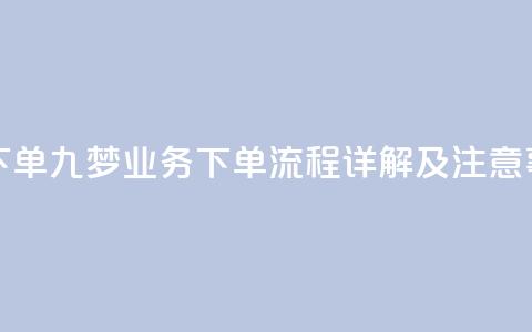 九梦业务下单 - 九梦业务下单流程详解及注意事项~  第1张