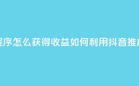 抖音推广小程序怎么获得收益(如何利用抖音推广小程序赚钱) 第1张 抖音推广小程序怎么获得收益(如何利用抖音推广小程序赚钱) 第1张
