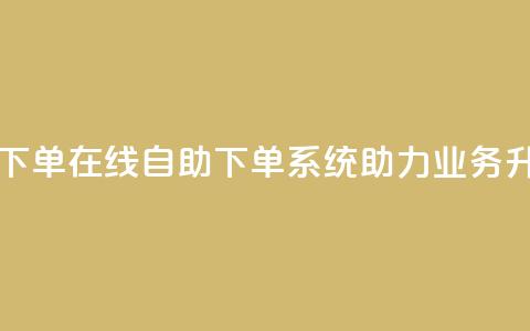 dy业务自助下单在线 - 自助下单系统助力dy业务升级!  第1张