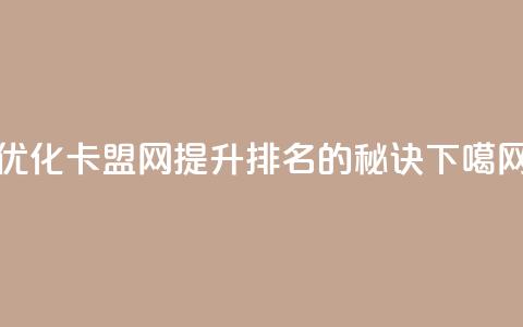 优化卡盟网：提升排名的秘诀  第1张