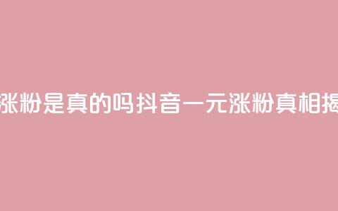 抖音一元涨粉是真的吗 - 抖音一元涨粉真相揭秘! 第1张 抖音一元涨粉是真的吗 - 抖音一元涨粉真相揭秘! 第1张