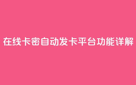 在线卡密自动发卡平台功能详解 第1张 在线卡密自动发卡平台功能详解 第1张