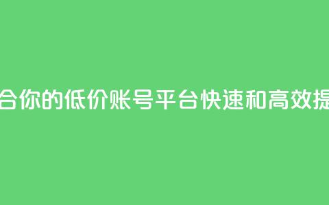 低价账号平台 - 找到适合你的低价账号平台，快速和高效提升你的性价比!  第1张