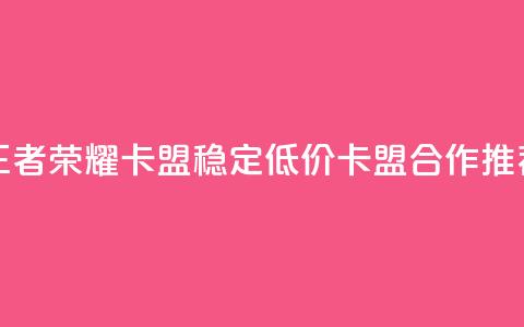 王者荣耀卡盟 稳定低价卡盟合作推荐  第1张