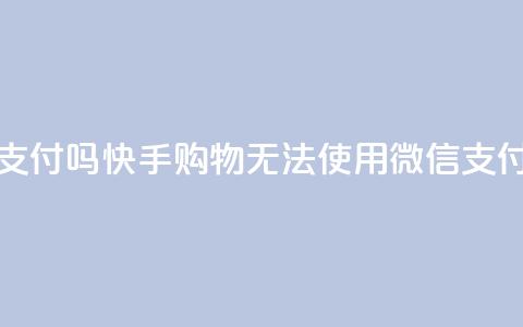 快手买东西不能微信支付吗 - 快手购物无法使用微信支付，有何解决方法？~  第1张