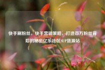 快手刷粉丝，快手营销策略，打造百万粉丝背后的秘密亿乐社区SUP货源站
