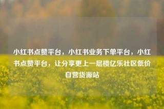 小红书点赞平台，小红书业务下单平台，小红书点赞平台，让分享更上一层楼亿乐社区低价自营货源站