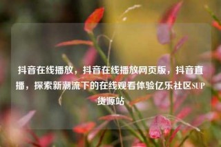 抖音在线播放，抖音在线播放网页版，抖音直播，探索新潮流下的在线观看体验亿乐社区SUP货源站
