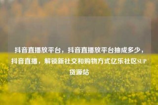 抖音直播放平台，抖音直播放平台抽成多少，抖音直播，解锁新社交和购物方式亿乐社区SUP货源站