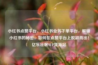 小红书点赞平台，小红书业务下单平台，解锁小红书的秘密，如何在点赞平台上脱颖而出！亿乐社区SUP货源站