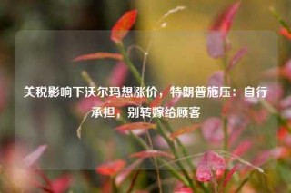 关税影响下沃尔玛想涨价，特朗普施压：自行承担，别转嫁给顾客