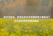 快手买粉丝，如何在快手中快速获得大量粉丝？亿乐社区低价自营货源站