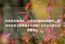 抖音涨流量网站，抖音涨流量网站有哪些，如何在抖音上获得更多的流量？亿乐社区低价自营货源站