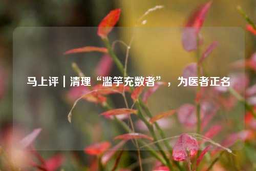马上评｜清理“滥竽充数者”，为医者正名  第1张