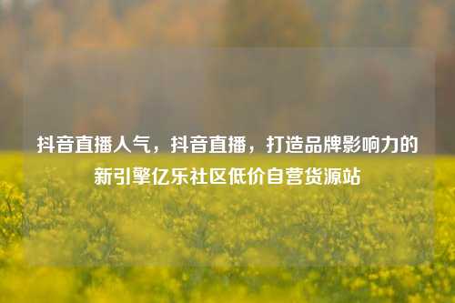 抖音直播人气	，抖音直播，打造品牌影响力的新引擎亿乐社区低价自营货源站  第1张