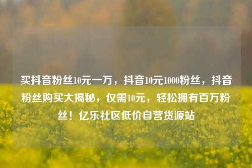 买抖音粉丝10元一万，抖音10元1000粉丝，抖音粉丝购买大揭秘	，仅需10元，轻松拥有百万粉丝！亿乐社区低价自营货源站  第1张