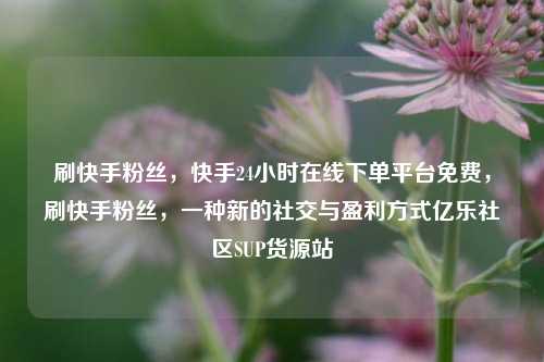刷快手粉丝，快手24小时在线下单平台免费	，刷快手粉丝，一种新的社交与盈利方式亿乐社区SUP货源站  第1张