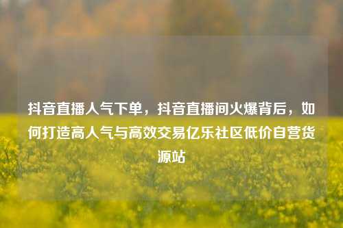 抖音直播人气下单，抖音直播间火爆背后	，如何打造高人气与高效交易亿乐社区低价自营货源站  第1张
