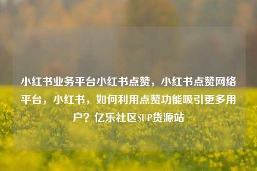 小红书业务平台小红书点赞，小红书点赞网络平台	，小红书，如何利用点赞功能吸引更多用户？亿乐社区SUP货源站  第1张