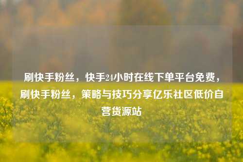 刷快手粉丝，快手24小时在线下单平台免费	，刷快手粉丝，策略与技巧分享亿乐社区低价自营货源站  第1张